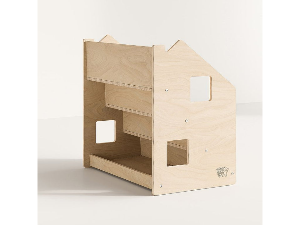 BusyKids Montessori bookshelf storage view
