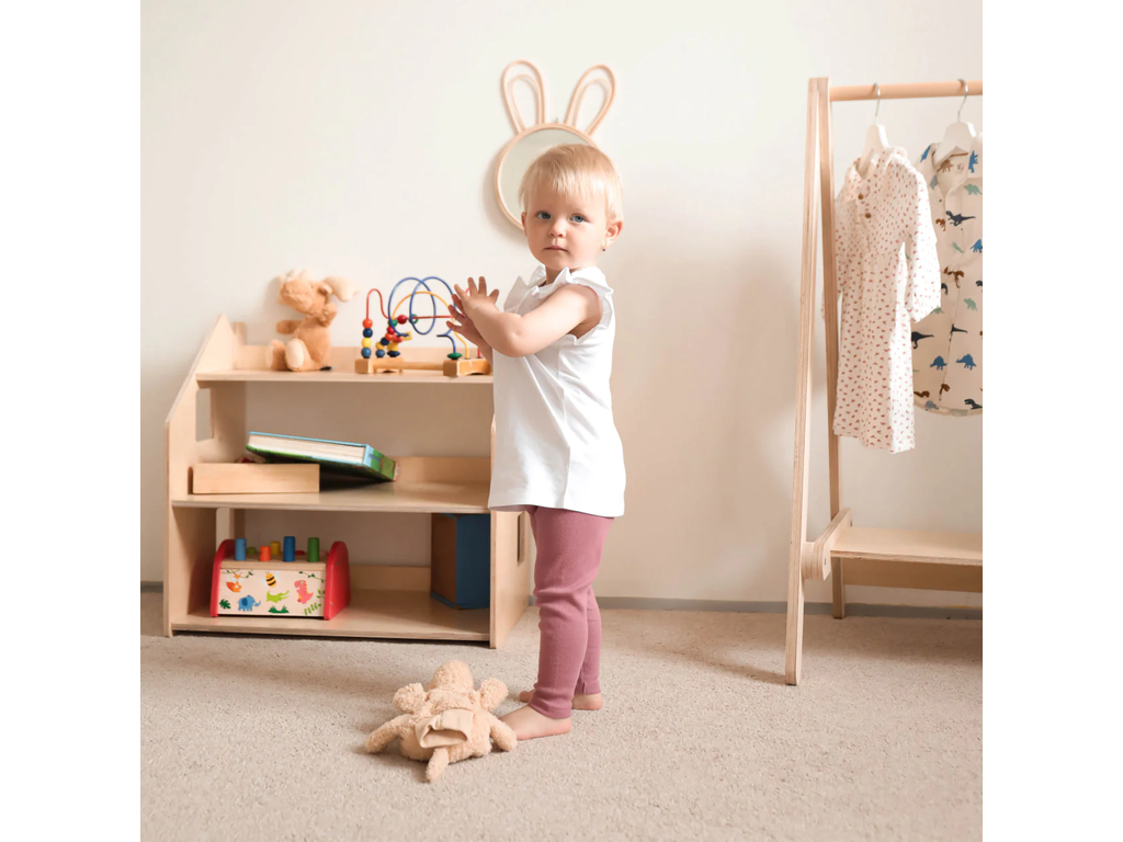 BusyKids Montessori toy shelf detail