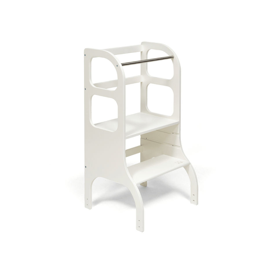 STEP UP Adjustable Height Helper Tower With Support Legs - White