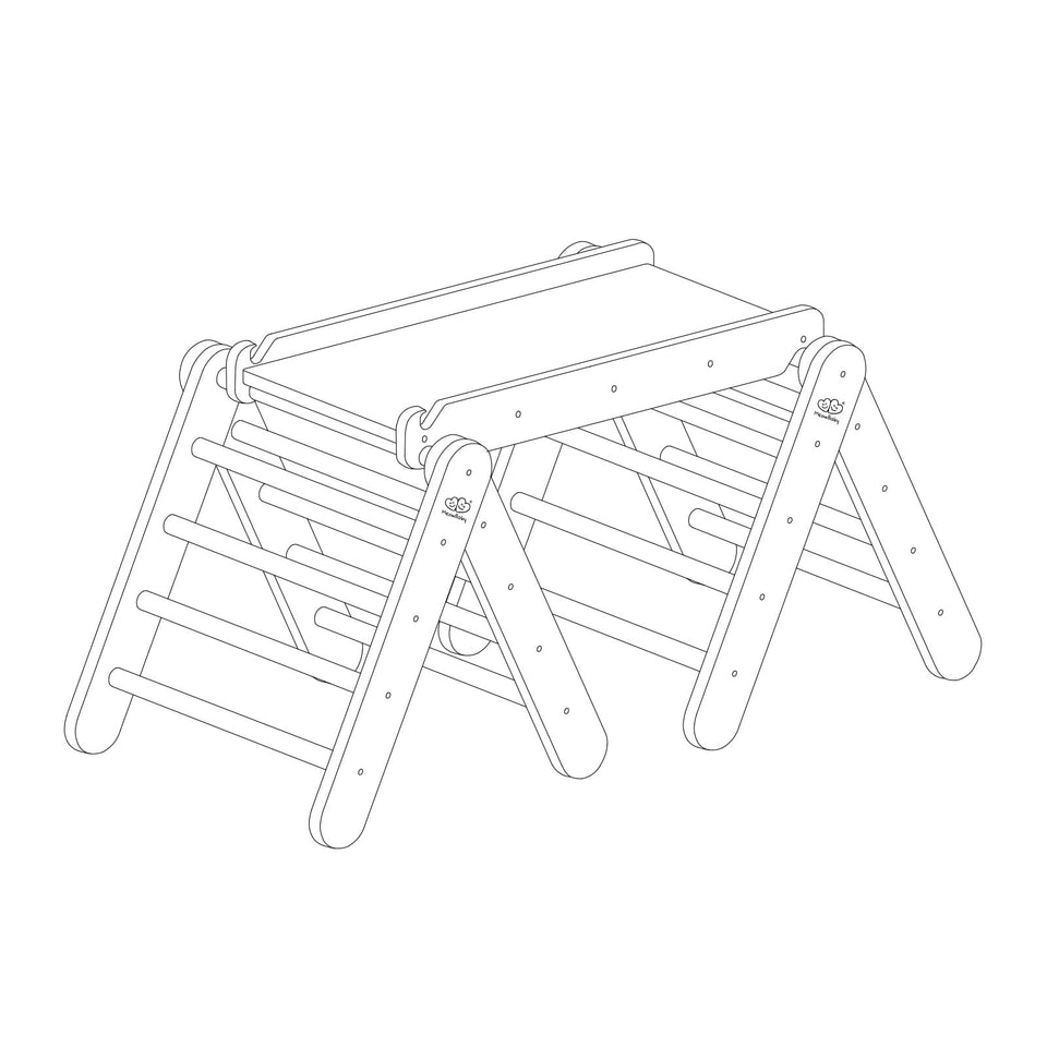Climbing Triangle With Slide and Climbing Frame - Natural Wood