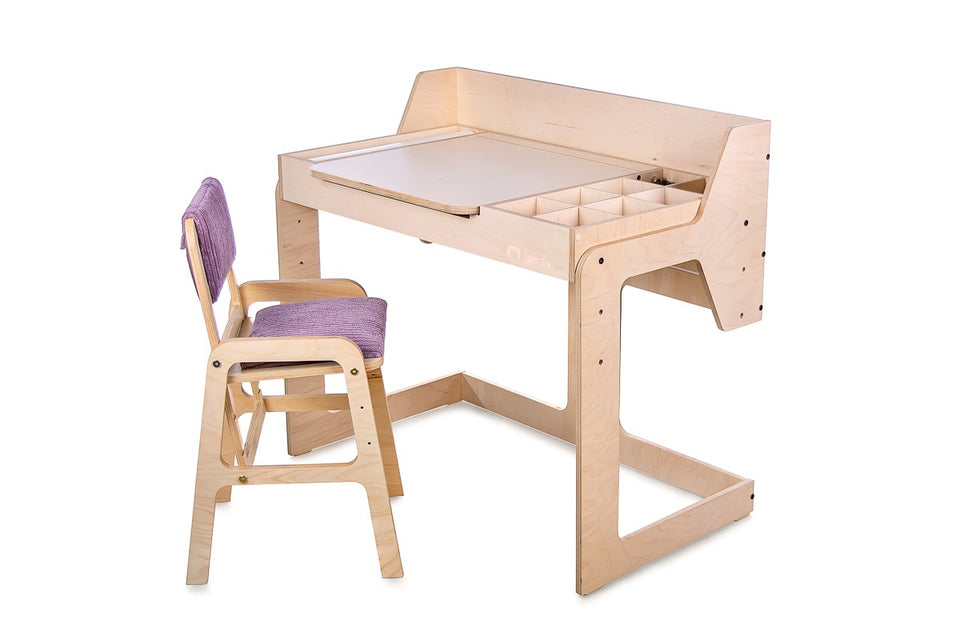 Adjustable Children Montessori Table and Chair Set Luula - Cannon Pink