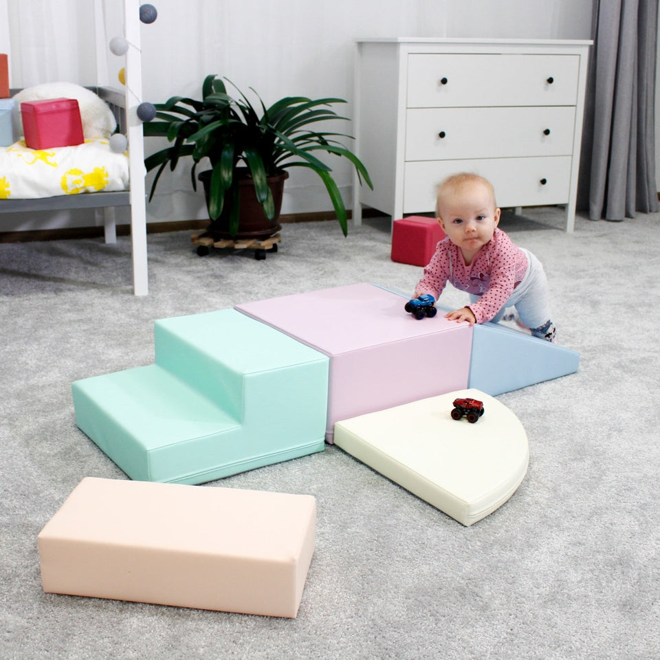 Soft Play 5 Foam Block Set - Light Pastel Corner Climber