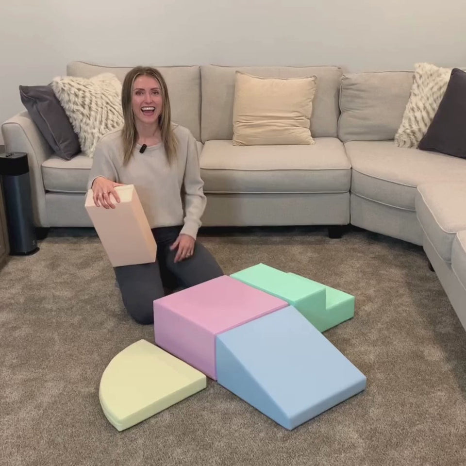 Soft Play 5 Foam Block Set - Light Pastel Corner Climber