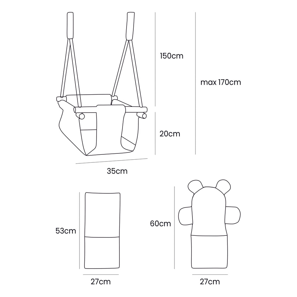 Indoor Baby Swing, Teddy - Pink Powder