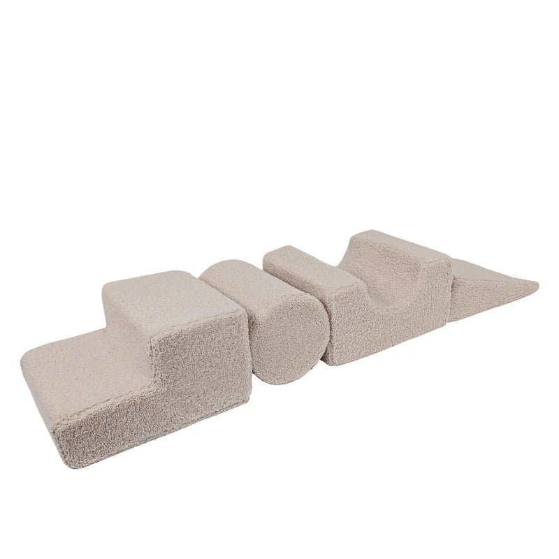 MeowBaby Bearly Corduroy Soft Play Set - 4 Pieces - Light Grey