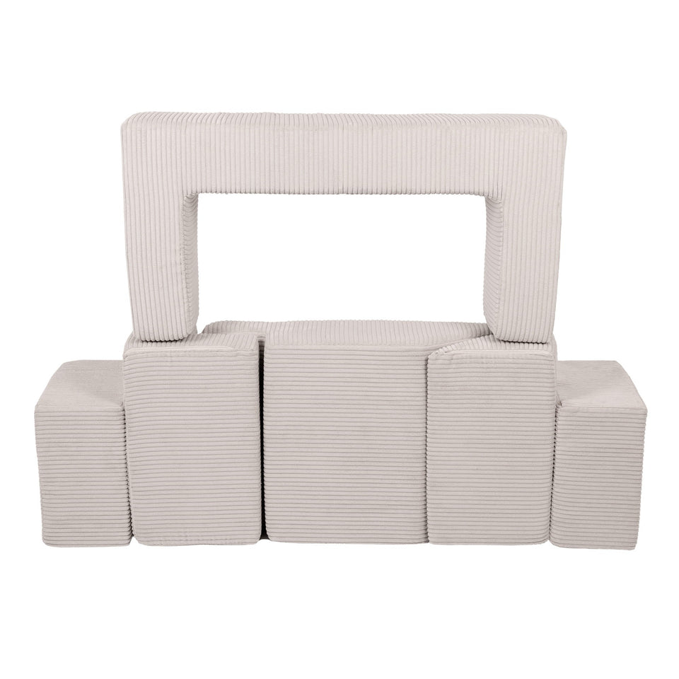 MeowBaby® Soft Velvet Bricks Sofa - Ecru