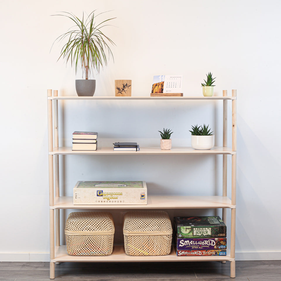 Montessori-Inspired Wooden Shelving Unit Large, 4 Shelves