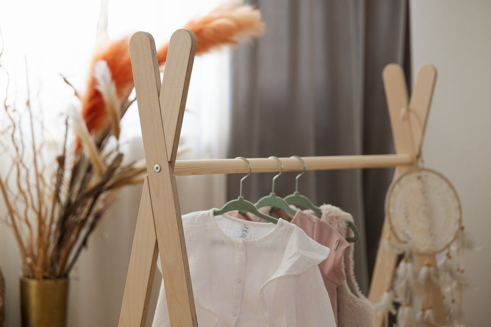 Tipi Clothing Rack For Children - Large Natural Wood